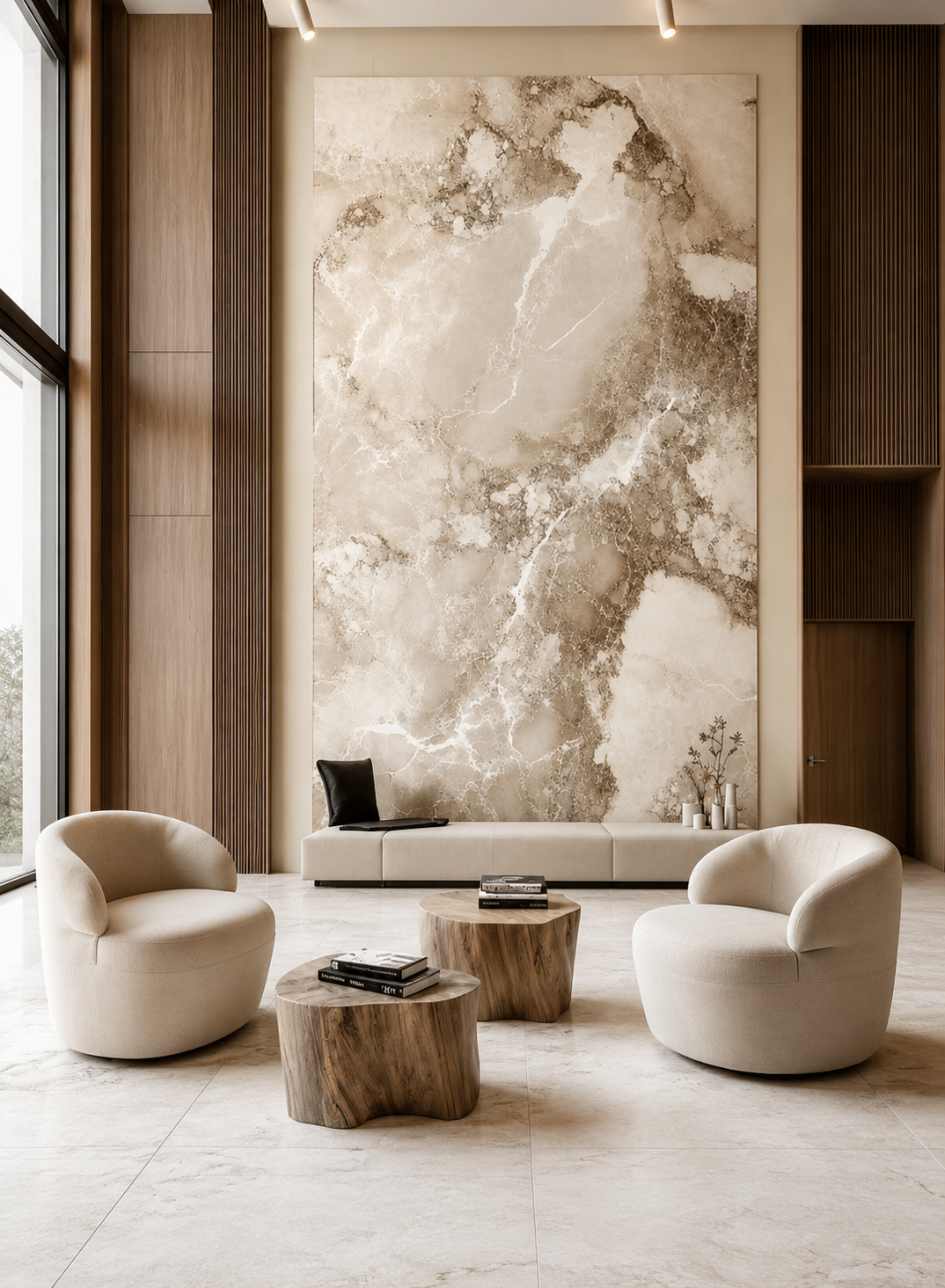 Expressive natural quartzite feature wall