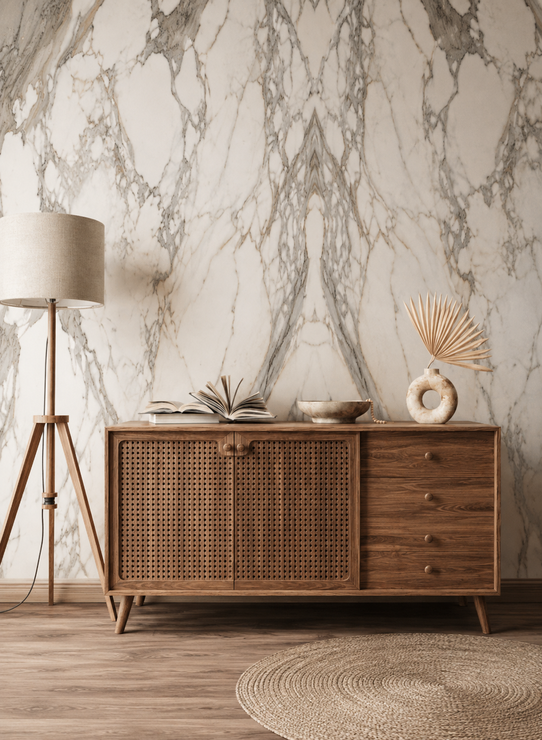 Statuario book-matched architectural surfaces