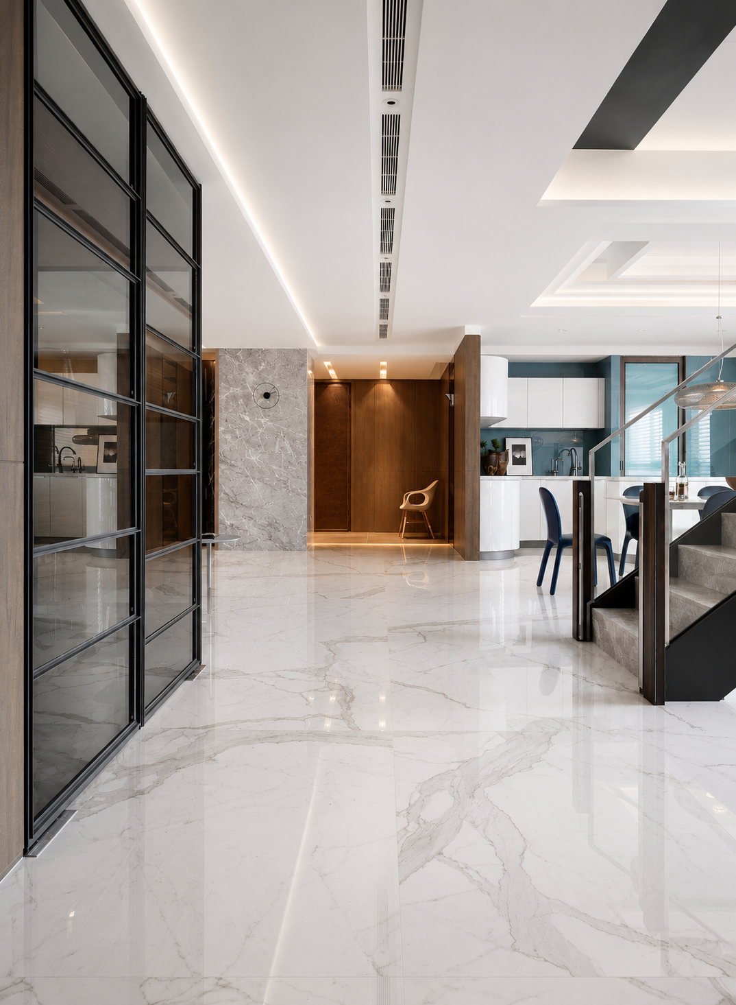 Statuario marble flooring