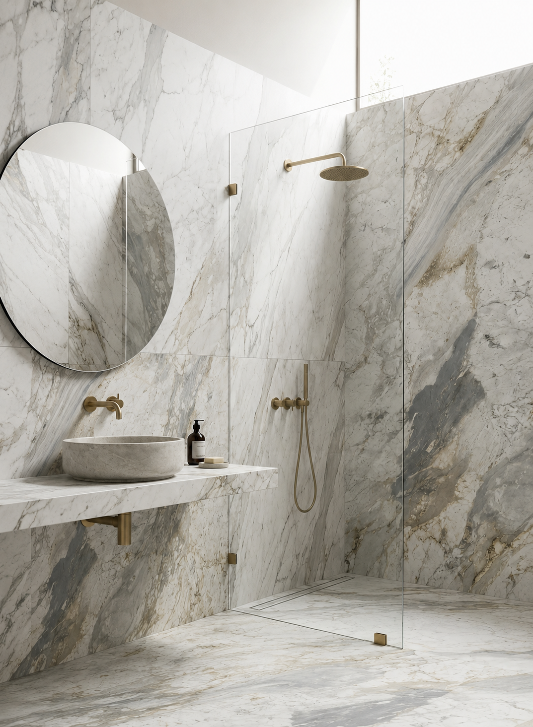 Statuario marble vanities and furniture