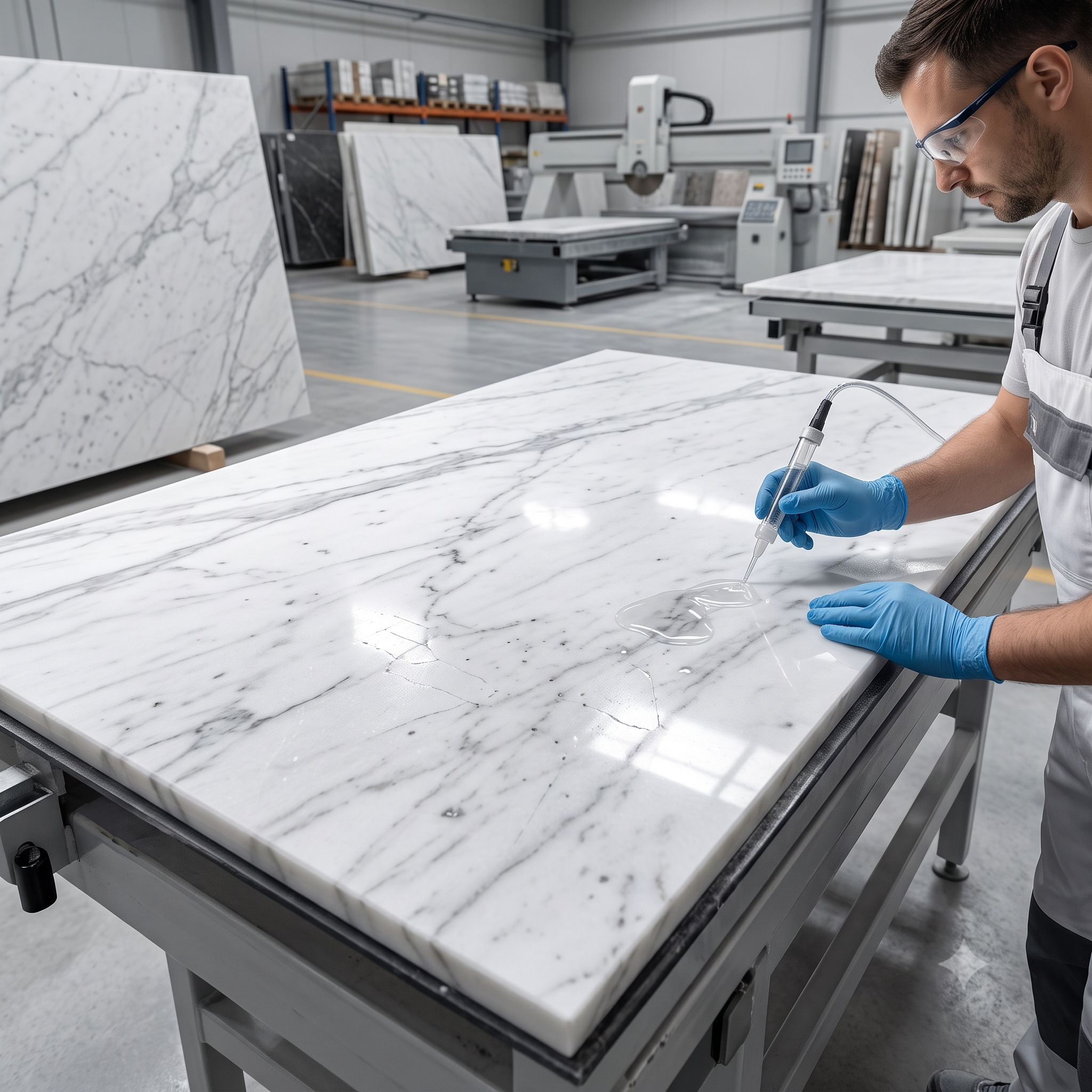 Symmetrical bookmatched Statuario marble wall