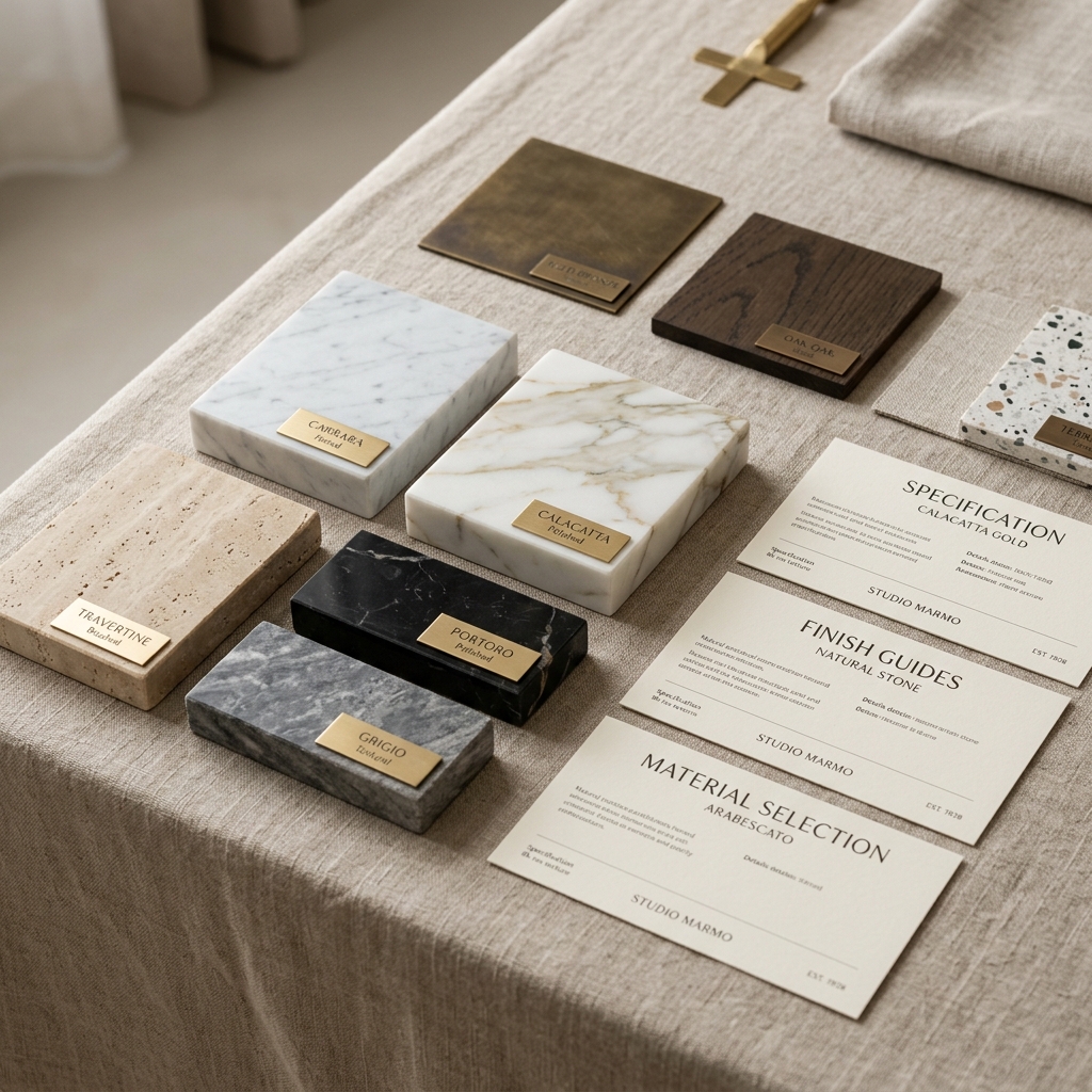 Natural marble samples and specification swatches